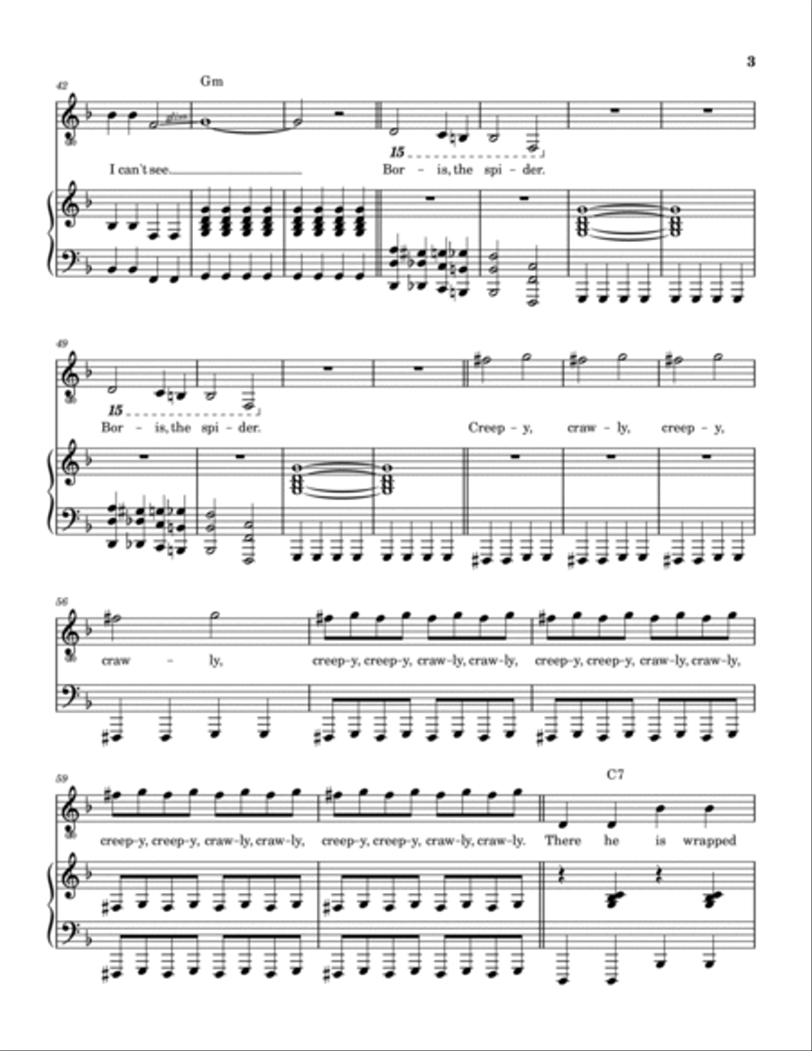 Boris The Spider Piano, Vocal, Guitar scores gallery preview page 4