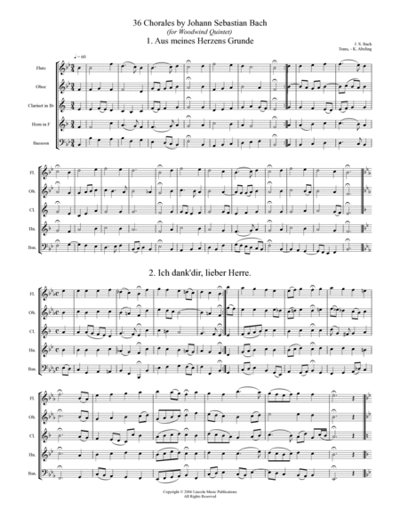 Bach Four-Part Chorales - 36 in Set (for Woodwind Quintet) by Johann Sebastian Bach Bassoon - Digital Sheet Music