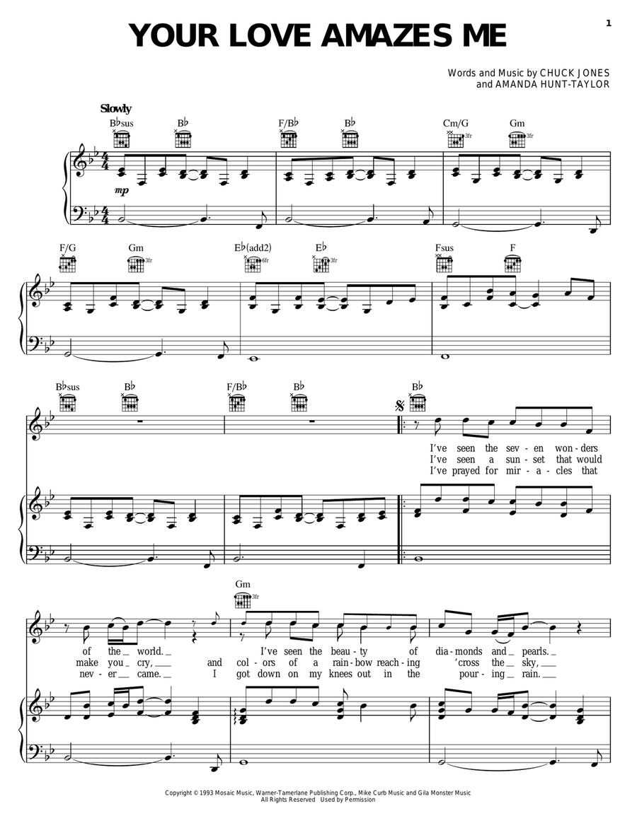 Your Love Amazes Me Piano, Vocal, Guitar scores gallery preview page 1