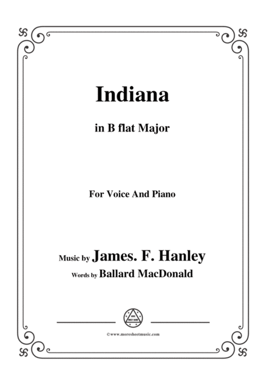 James F. Hanley-Indiana,in B flat Major,for Voice and Piano image number null