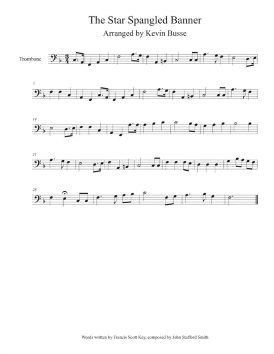 The Star Spangled Banner - Trombone Trombone Solo scores gallery preview page 1
