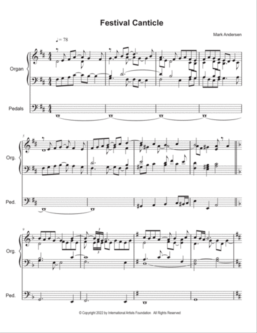 Festival Canticle for organ by Mark Andersen Organ Solo scores gallery preview page 2