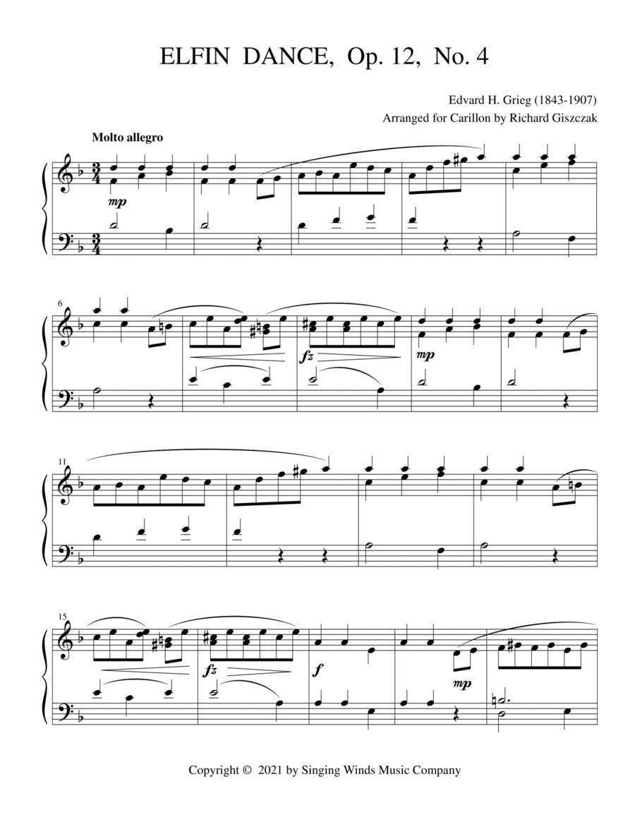 Elfin Dance, Op. 12, No. 4 Carillon scores gallery preview page 1
