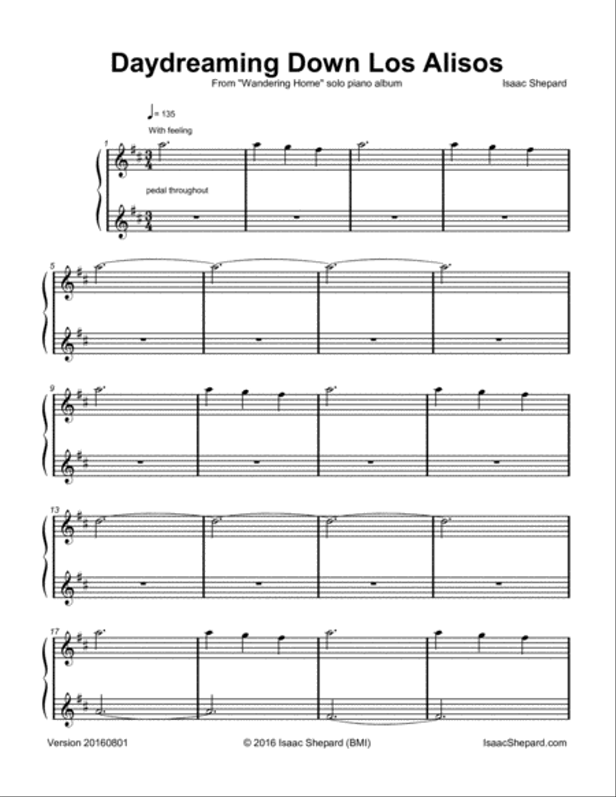 Daydreaming Down Los Alisos Piano Solo scores gallery preview page 2