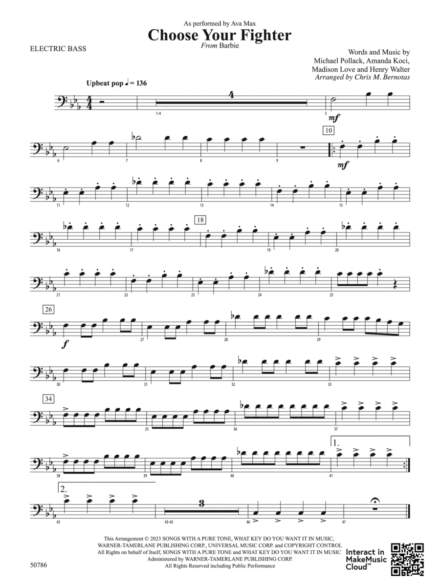 Choose Your Fighter: Electric Bass Concert Band scores gallery preview page 1