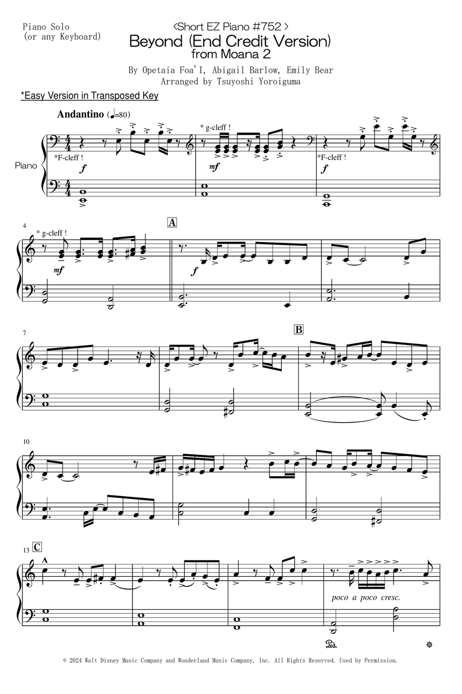 Beyond (End Credit Version) Easy Piano scores gallery preview page 1