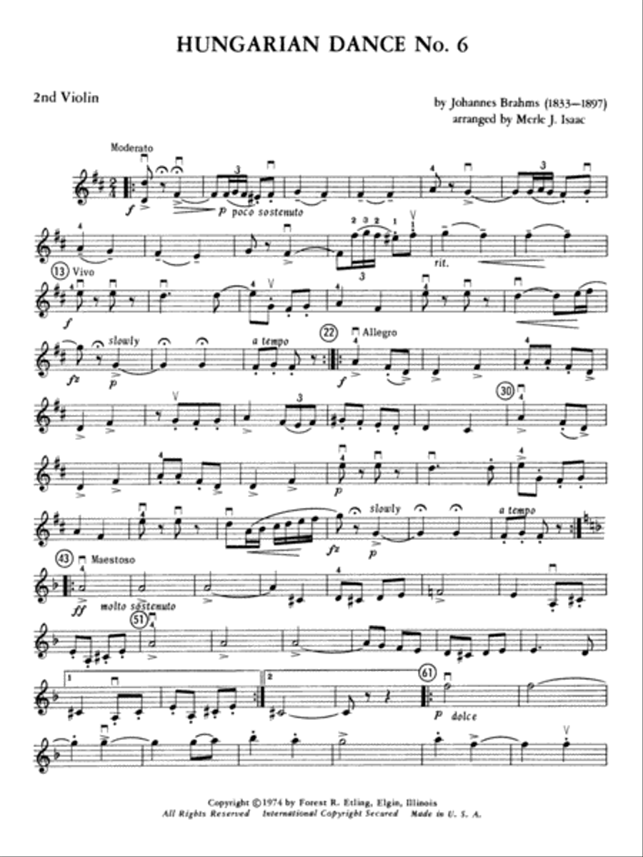 Hungarian Dance No. 6: 2nd Violin String Orchestra scores gallery preview page 1