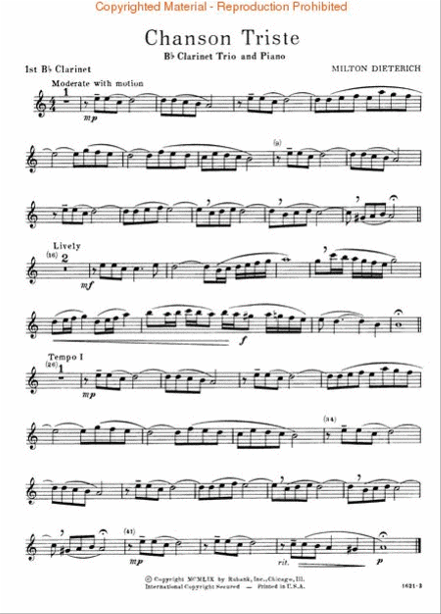 Chanson Triste Chanson Triste Clarinet Trio scores gallery preview page 2
