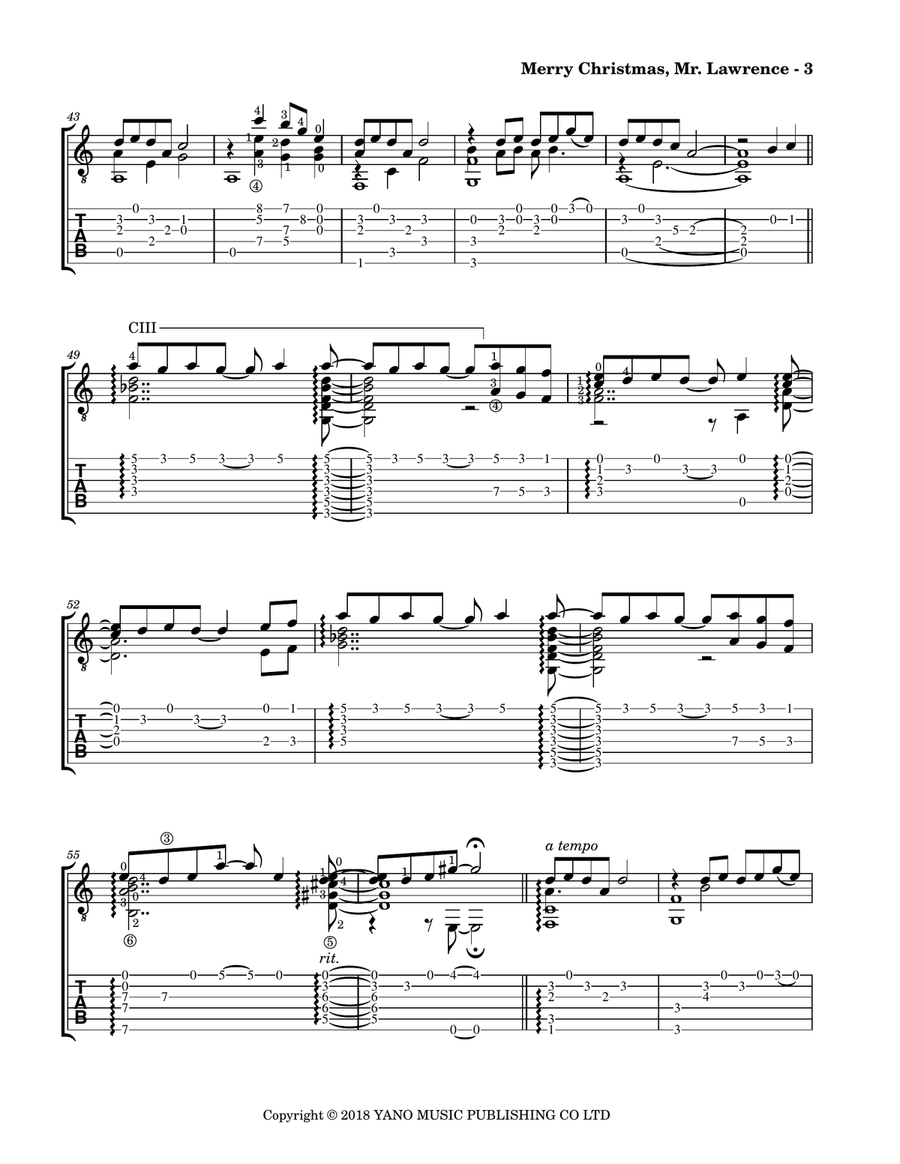 Merry Christmas Mr Lawrence - Somewhere Acoustic Guitar scores gallery preview page 5