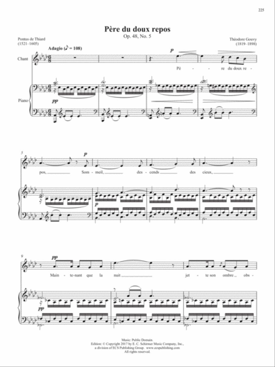 Op. 48, No. 5: PÃ¨re du doux repos from Songs of Gouvy, V1 Piano Accompaniment scores gallery preview page 2