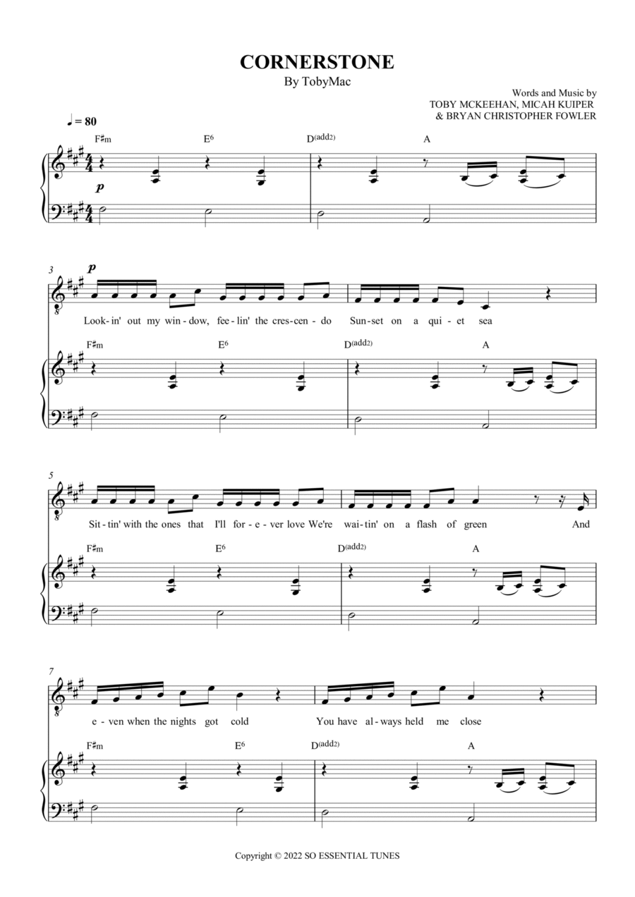 Cornerstone Piano, Vocal, Guitar scores gallery preview page 1