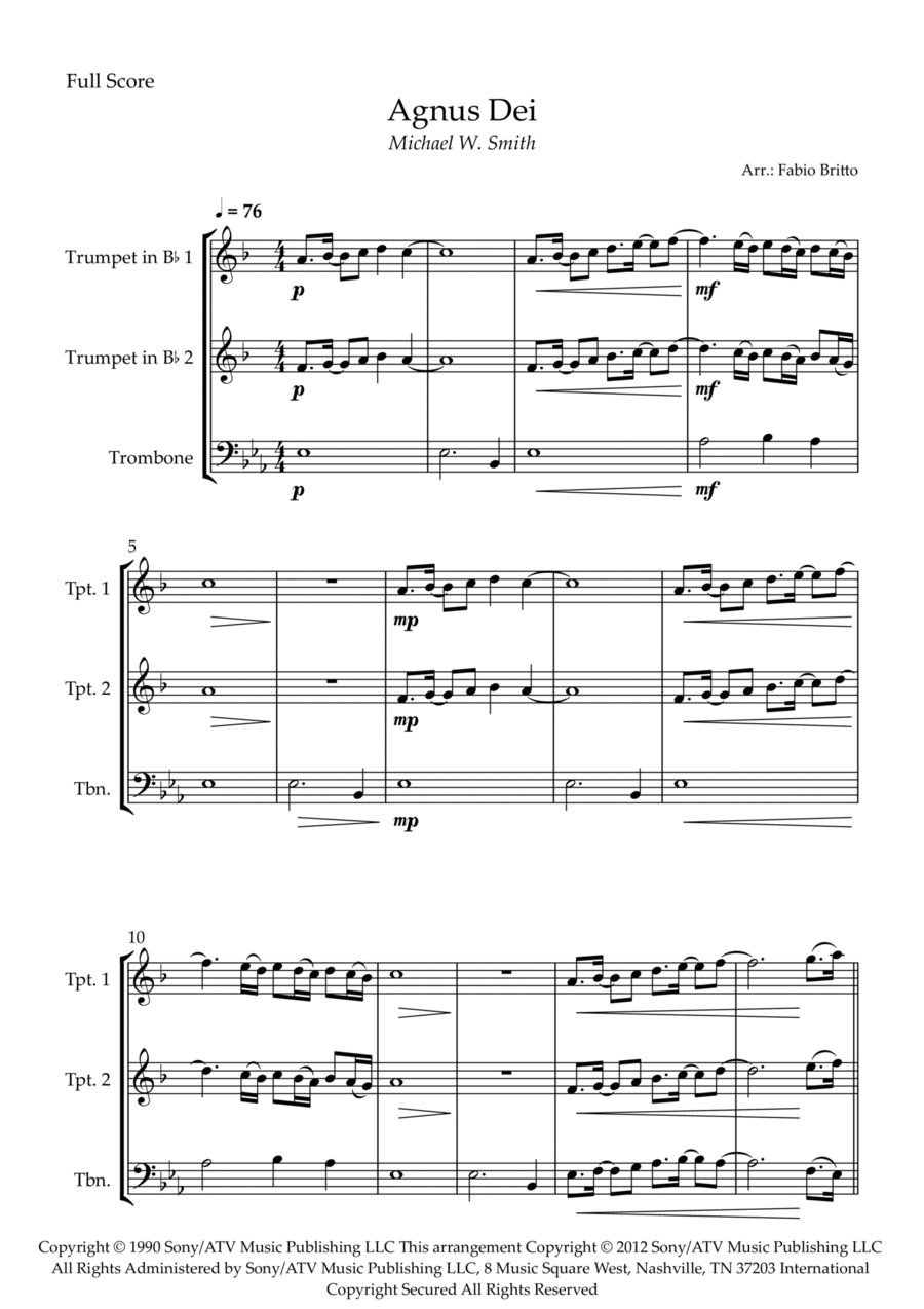 Agnus Dei Trombone scores gallery preview page 1