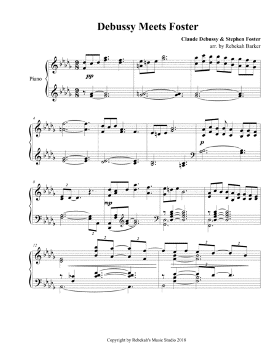 Debussy Meets Foster Piano Solo scores gallery preview page 2