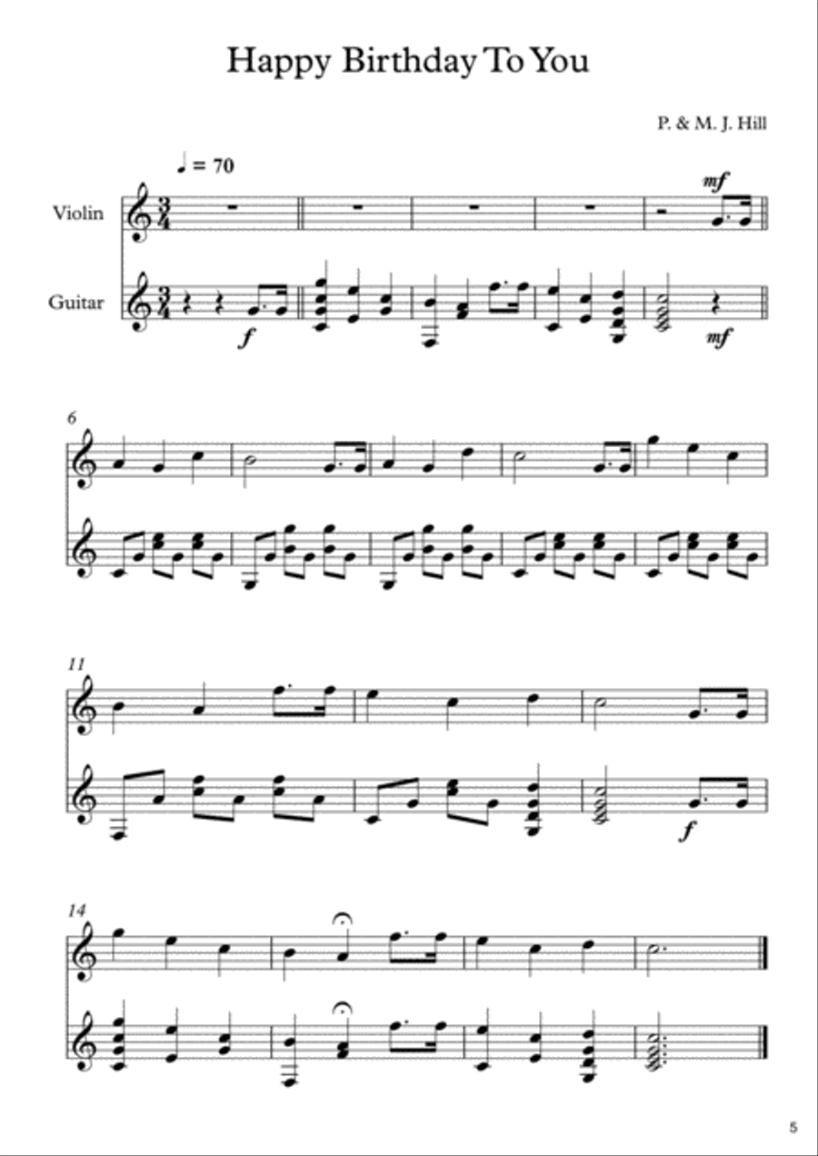 10 Easy Classical Pieces For Violin & Guitar 10 Easy Classical Pieces For Violin & Guitar String Duet scores gallery preview page 6