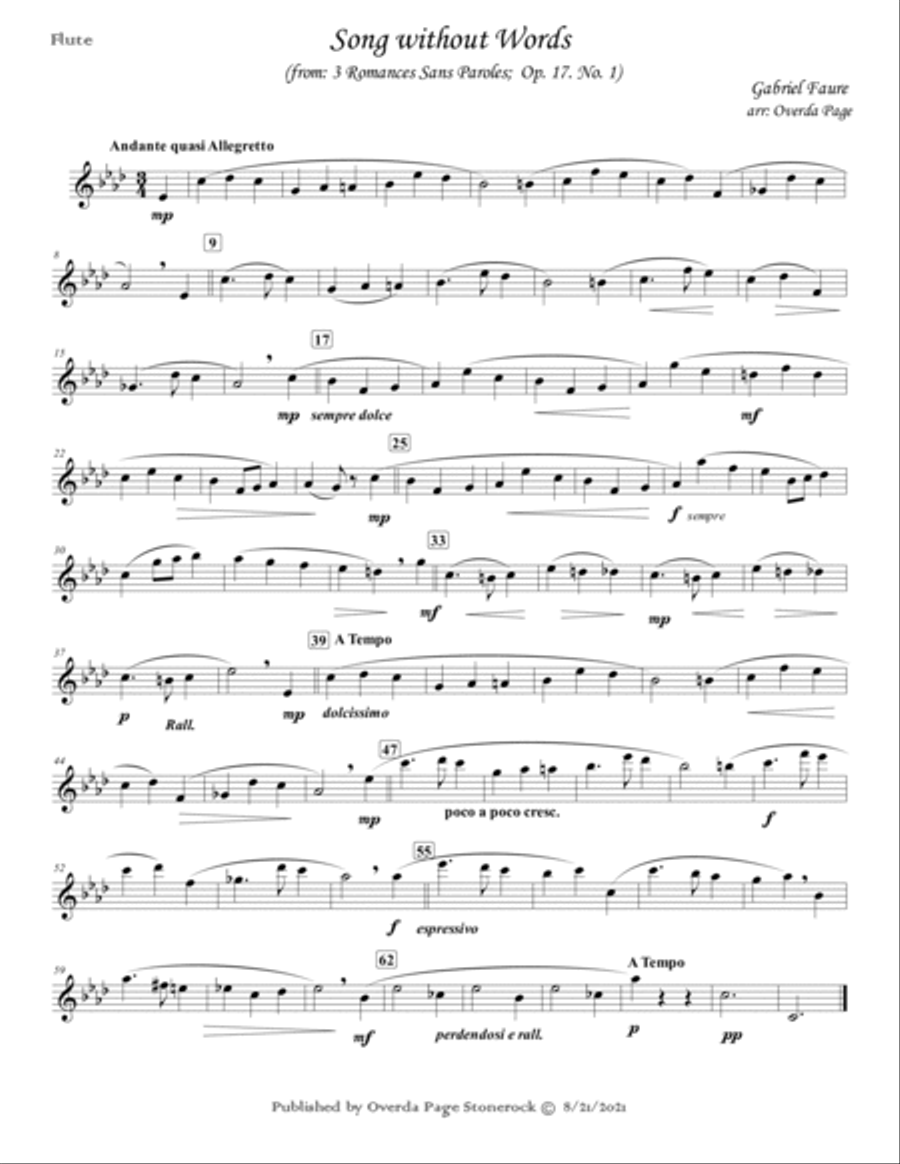 2Romances Sans Paroles, Op. 17, No. 1 & 3 Flute scores gallery preview page 2