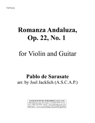 Book cover for Romanza Andaluza, Op. 22, No. 1 for Solo Violin and Guitar