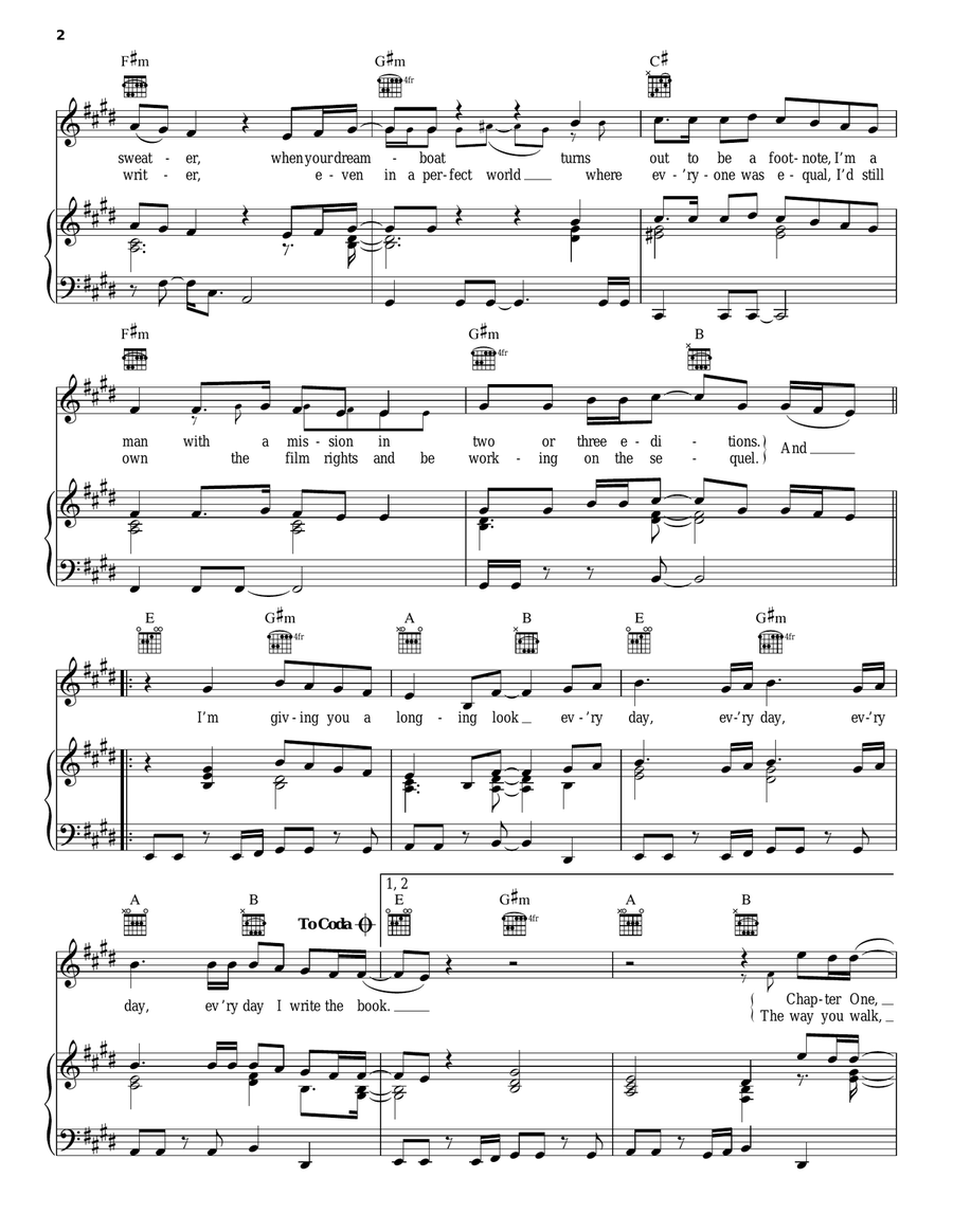 Everyday I Write The Book Piano, Vocal, Guitar scores gallery preview page 2