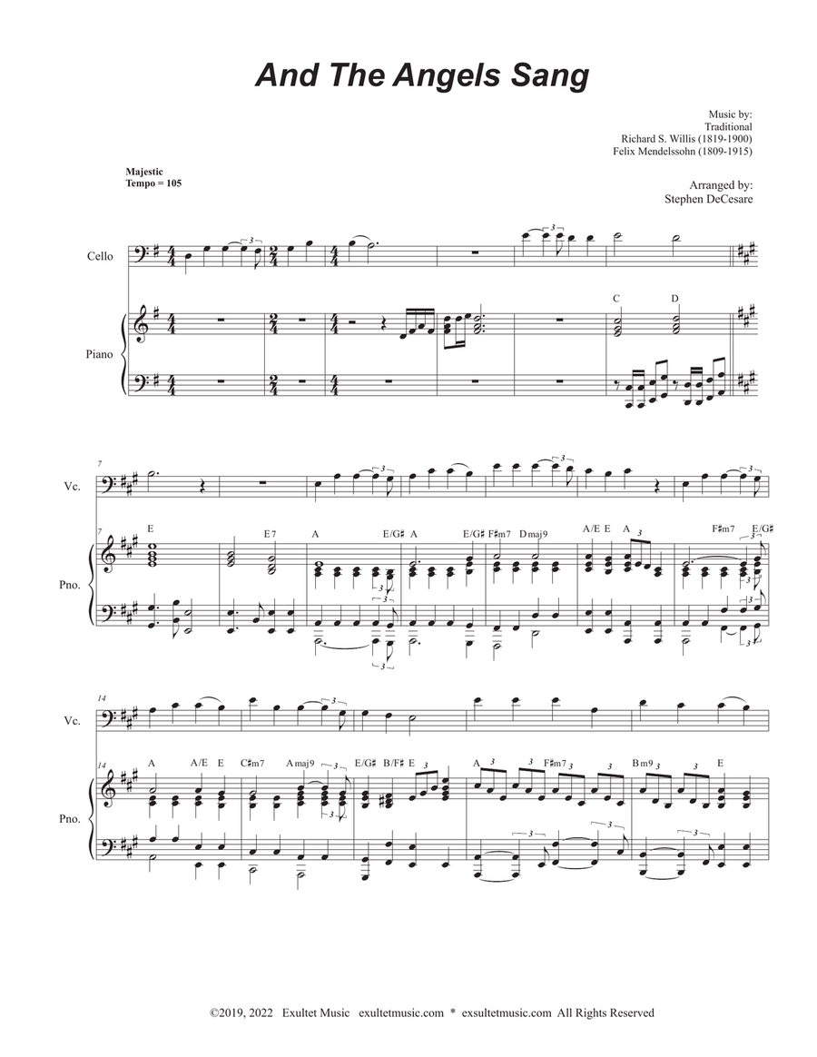 And The Angels Sang (Cello solo and Piano) Piano scores gallery preview page 1