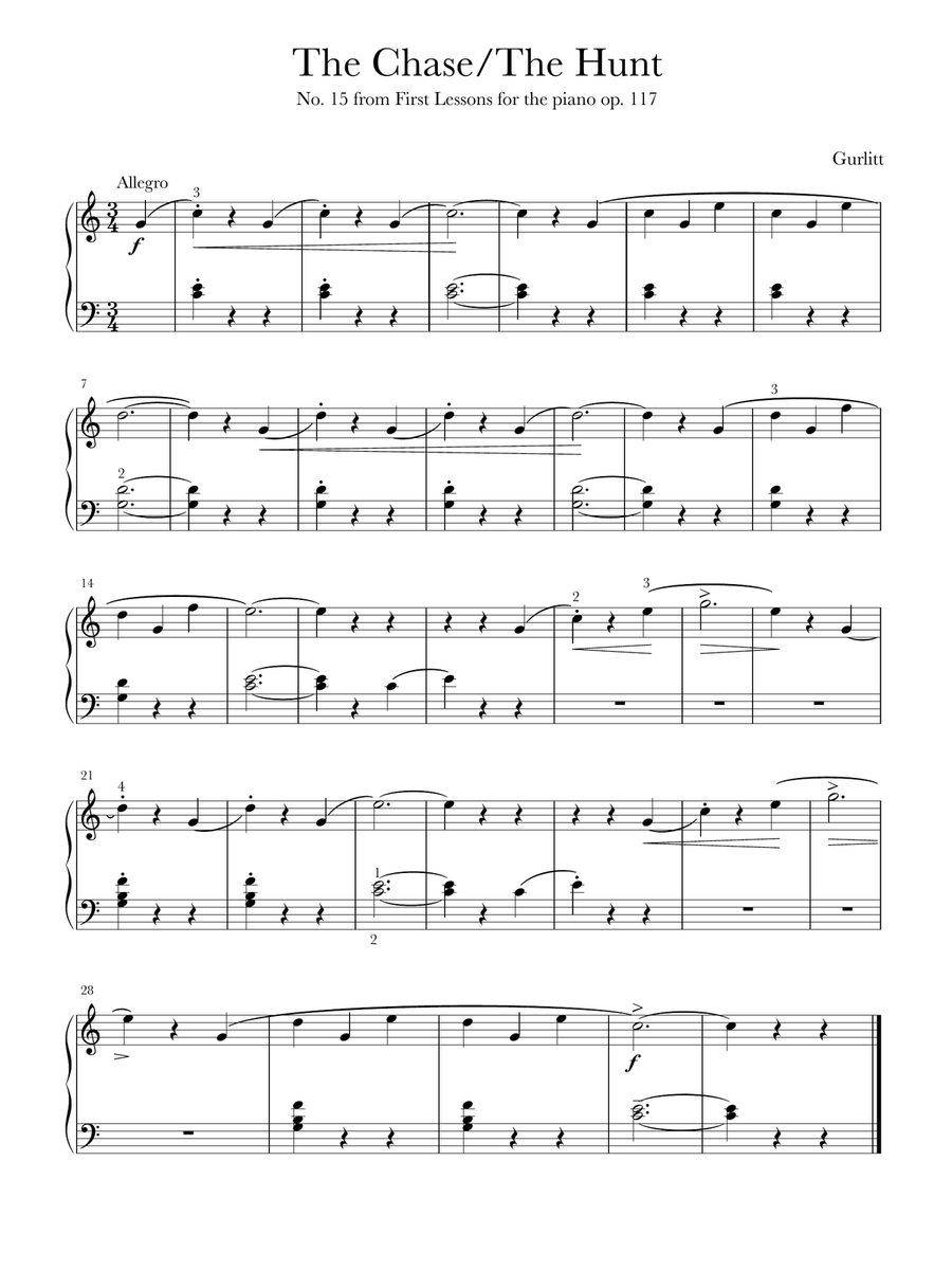 The Chase/The Hunt Piano Method scores gallery preview page 1