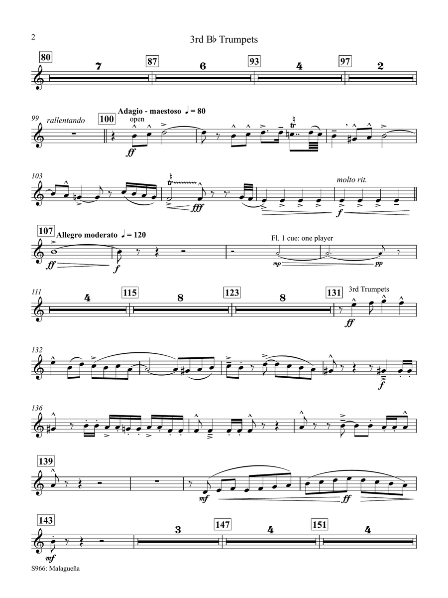 Malagueña (from Andalucia) (arr. James Barnes) - Trumpet 3 Concert Band scores gallery preview page 2