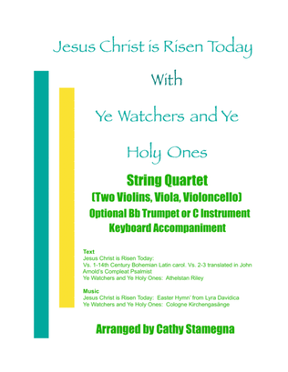 Jesus Christ is Risen Today with Ye Watchers and Ye Holy Ones-String Quartet-2 Violins, Viola, Cello