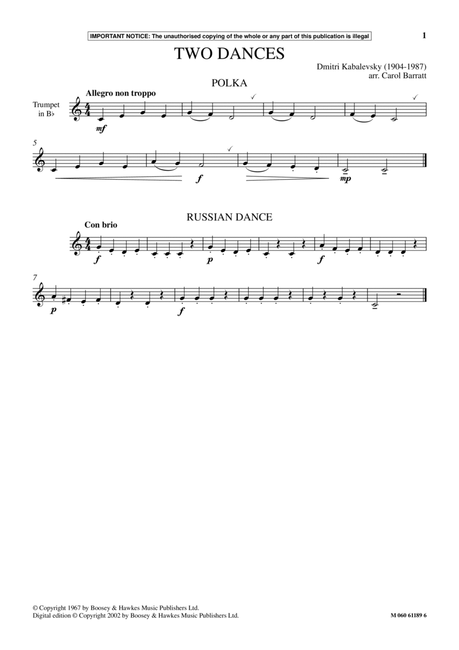 Two Dances Two Dances School and Community scores gallery preview page 1