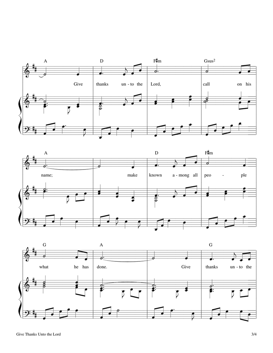 Give Thanks Unto the Lord (Psalm 105) Piano, Vocal scores gallery preview page 3