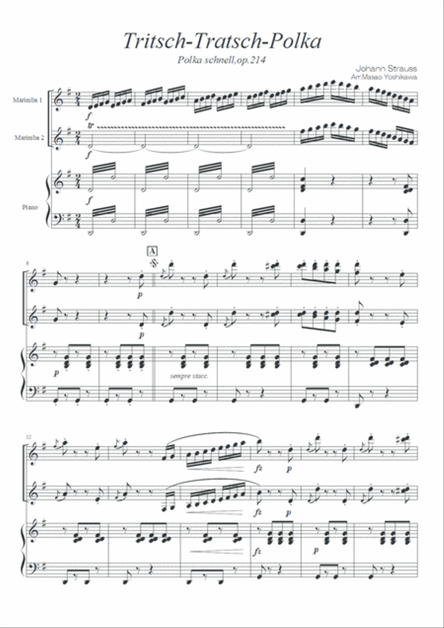 Tritsch Tratsch Polka / Johann Strauss II Percussion Ensemble scores gallery preview page 2