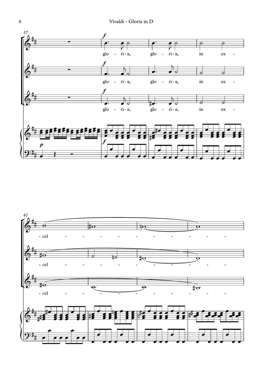 Vivaldi: Gloria in D major, (SA soli, SSA choir edition, vocal score) SSA scores gallery preview page 6
