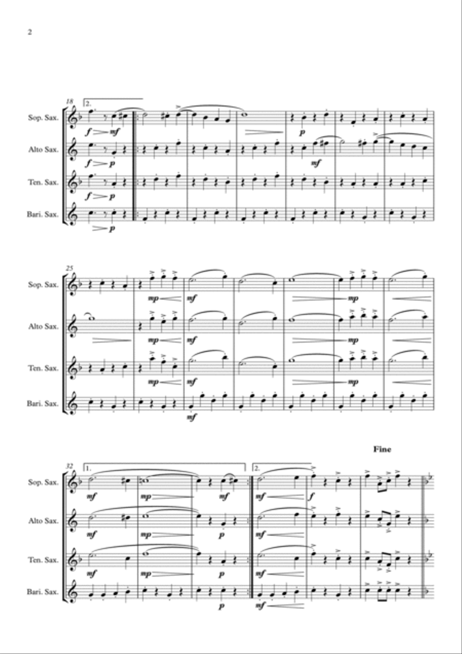 Rosamunde Polka for Saxophone Quartet Saxophone Quartet scores gallery preview page 2