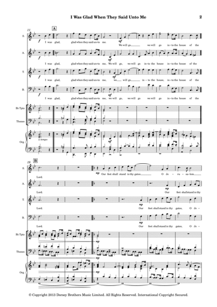 I Was Glad When They Said Unto Me 4-Part - Digital Sheet Music
