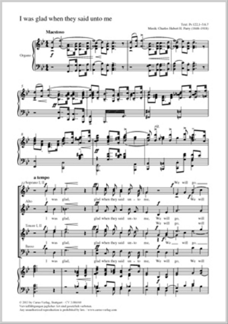 I was glad when they said unto me 4-Part scores gallery preview page 1
