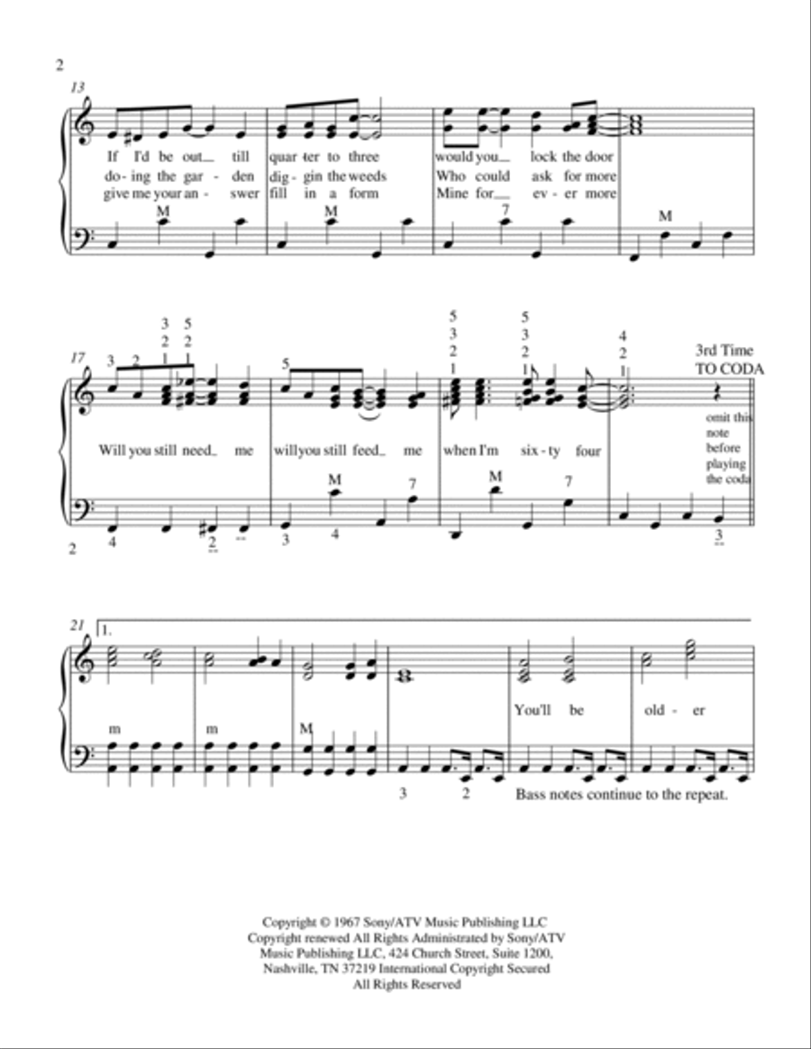 When I'm Sixty-Four When I'm Sixty-Four Accordion scores gallery preview page 2