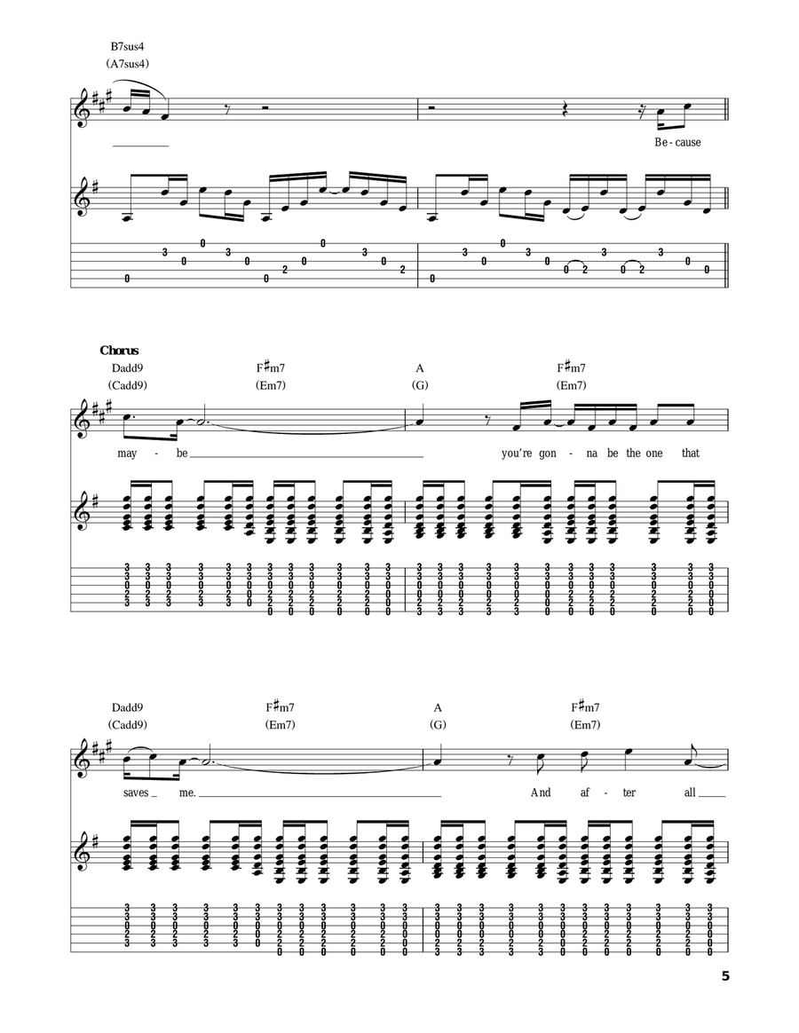 Wonderwall Acoustic Guitar scores gallery preview page 5
