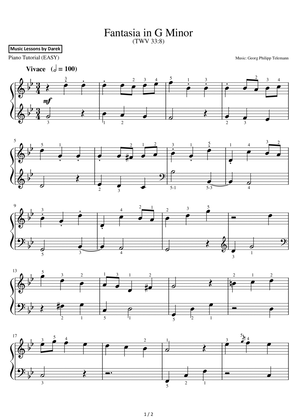 Fantasia in G Minor (EASY PIANO) (TWV 33:8) [Georg Philipp Telemann]