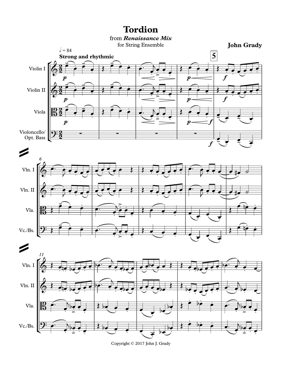 Tordion, from Renaissance Mix, for String Orchestra String Orchestra scores gallery preview page 1