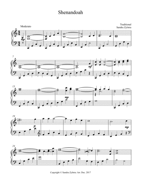 Shenandoah (early intermediate piano solo) image number null