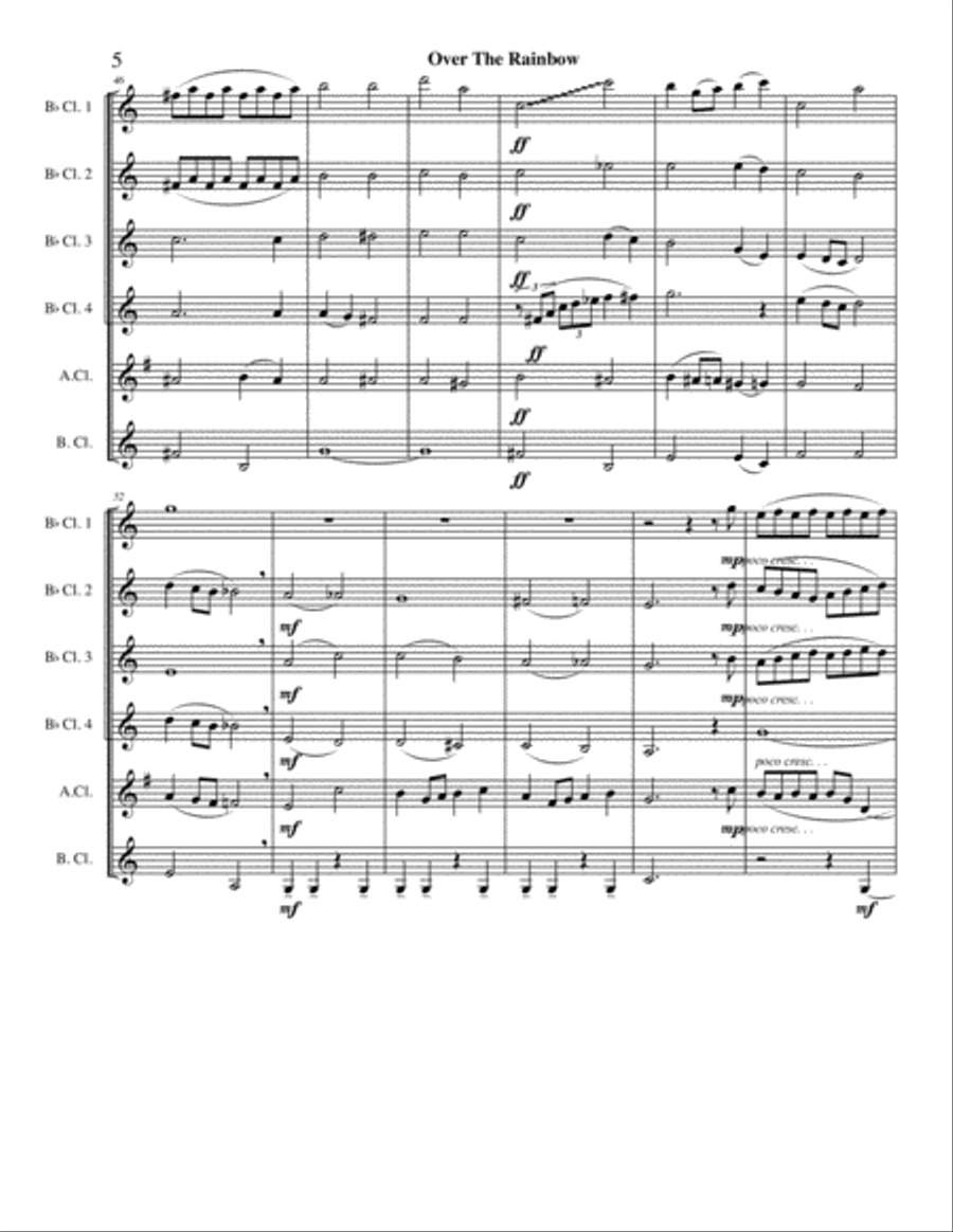 Over The Rainbow (from The Wizard Of Oz) Woodwind Ensemble scores gallery preview page 5