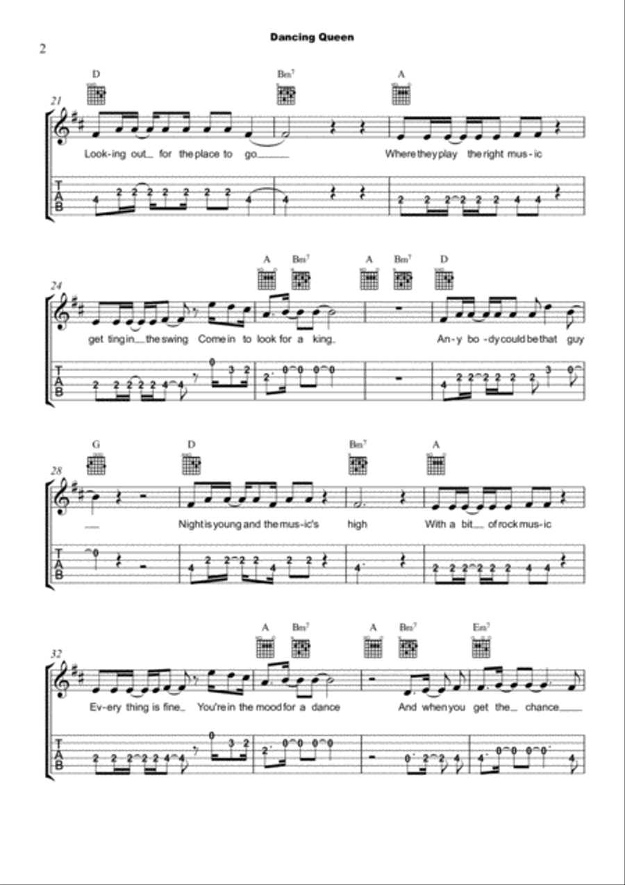 Dancing Queen Electric Guitar scores gallery preview page 2