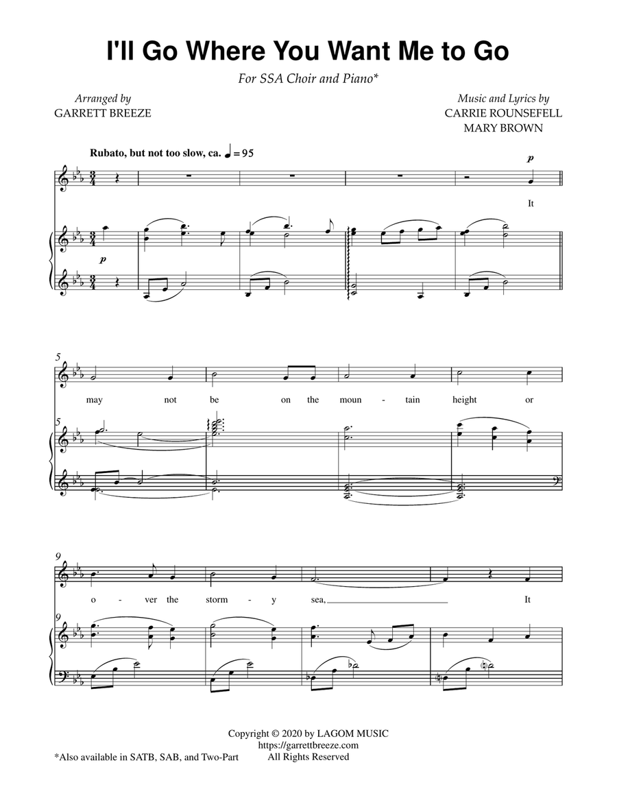 I'll Go Where You Want Me to Go (SSA) SSA scores gallery preview page 2