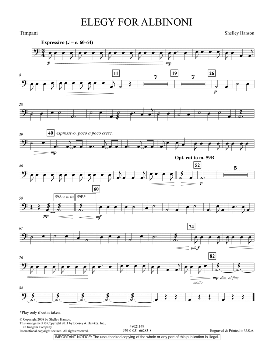 Elegy For Albinoni - Timpani Concert Band scores gallery preview page 1