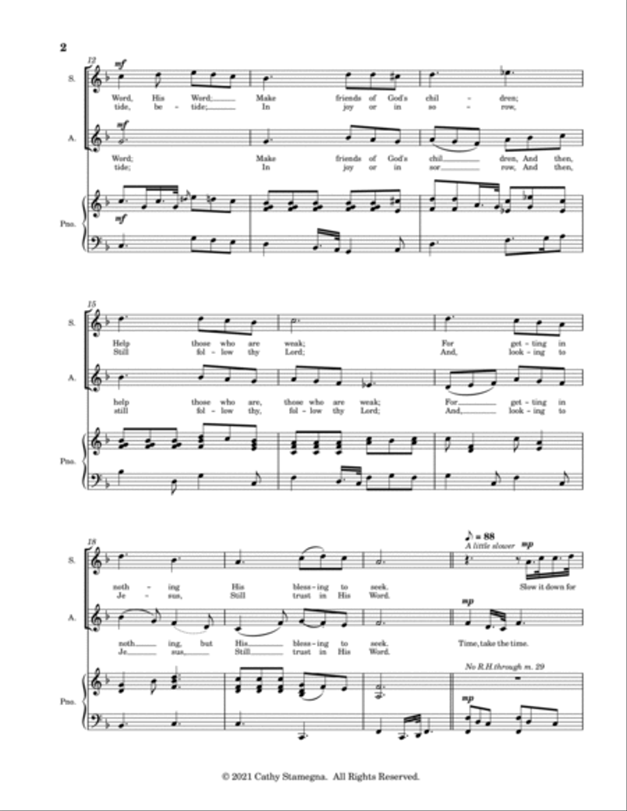 Take Time To Be Holy (SA Duet, Keyboard Accompaniment) SA scores gallery preview page 4