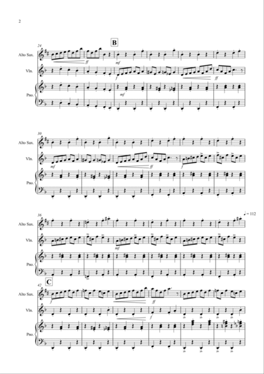 In the Hall of the Mountain King for Alto Saxophone and Violin Duet Alto Saxophone scores gallery preview page 2