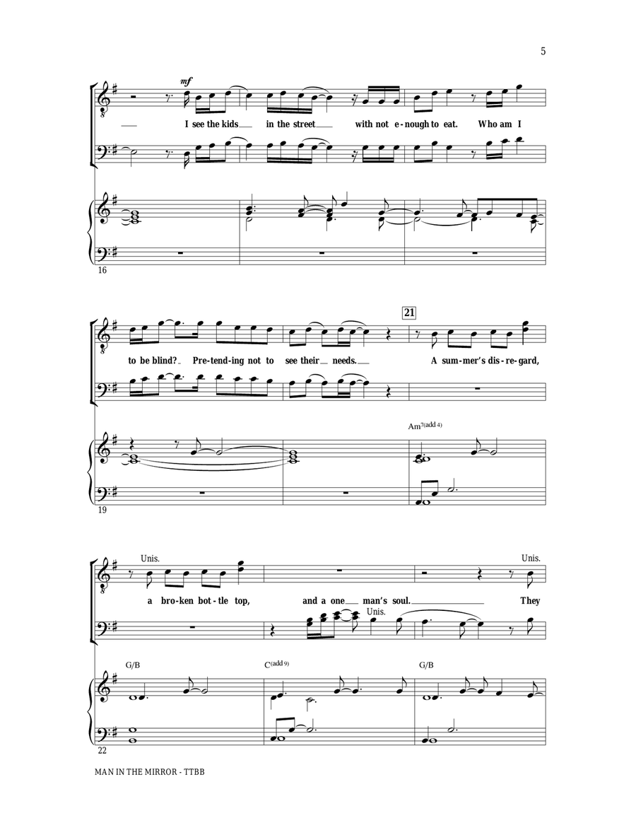 Man In The Mirror (arr. Ed Lojeski) TTBB scores gallery preview page 3