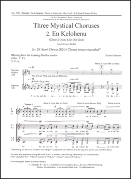 Three Mystical Choruses: 2. En Kelohenu (There Is None Like Our God)