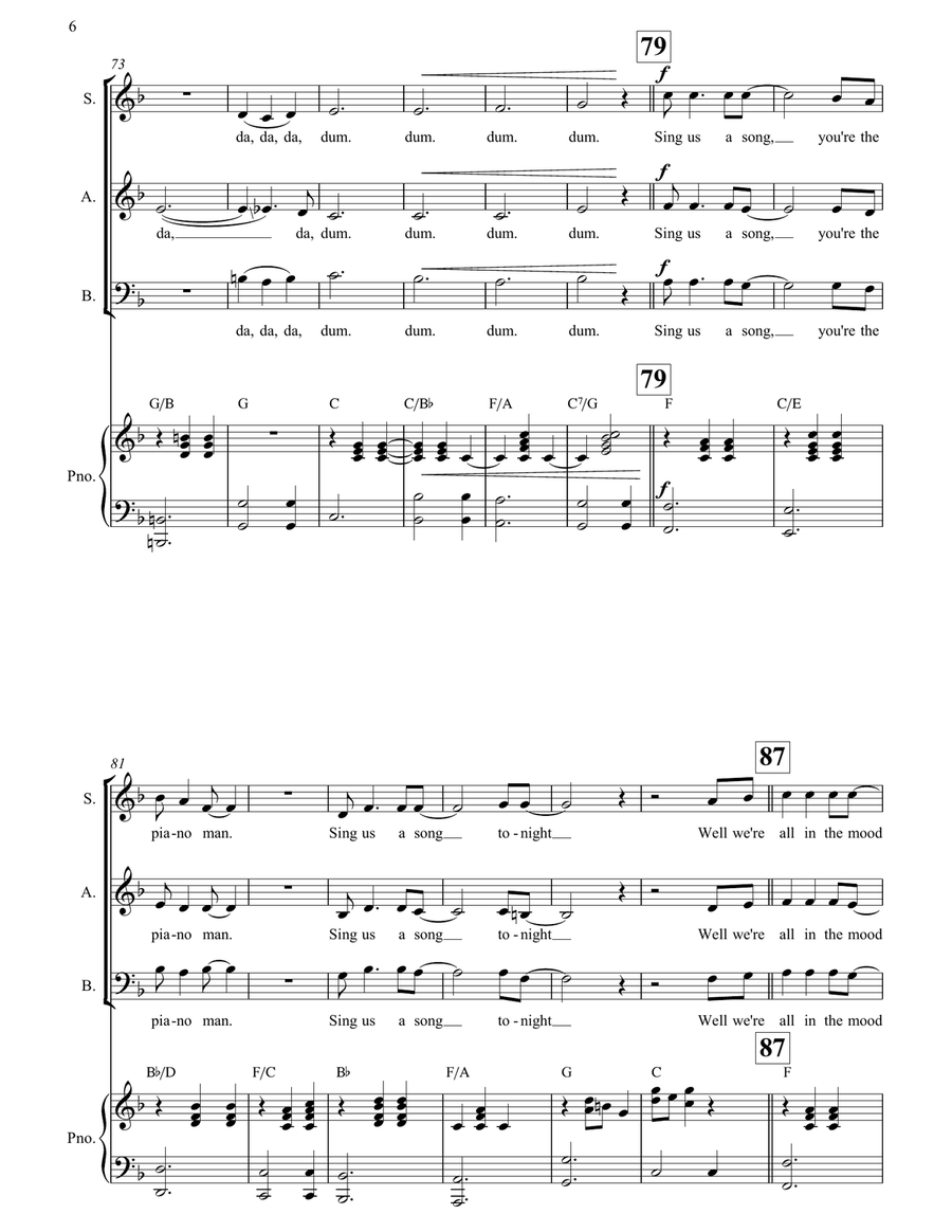 Piano Man Piano Man 3-Part scores gallery preview page 6