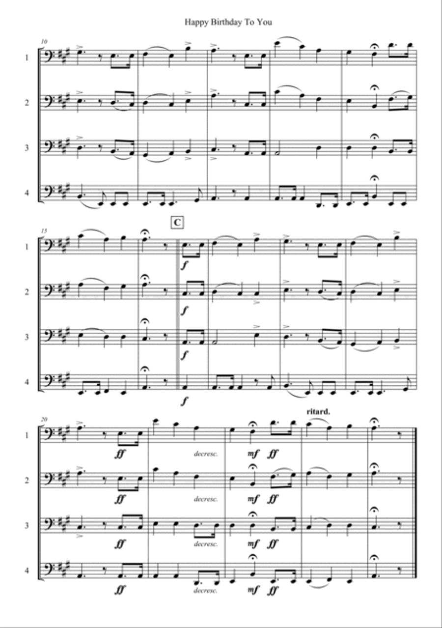 Happy Birthday To You Woodwind Quartet scores gallery preview page 2