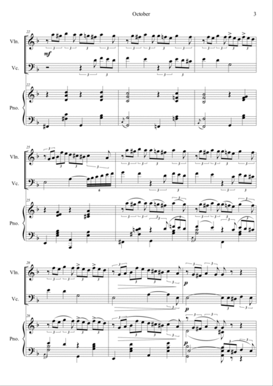 October : Autumn song (from The Seasons) Piano Trio scores gallery preview page 3