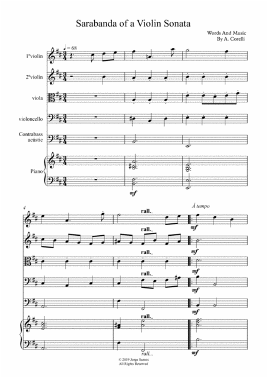 Sarabanda of a Violin Sonata Woodwind Quintet scores gallery preview page 1