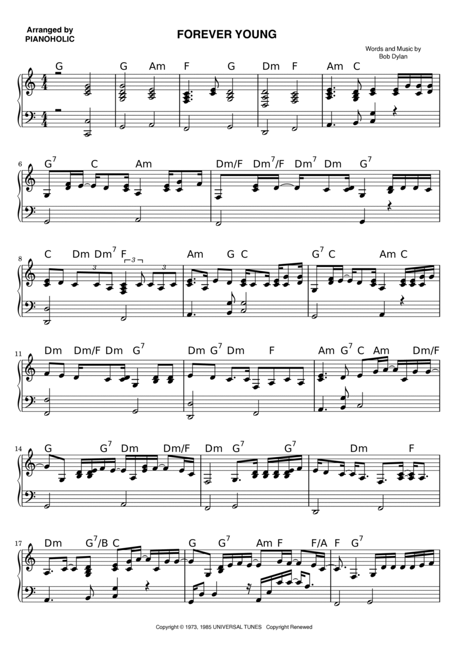 Forever Young Easy Piano scores gallery preview page 1